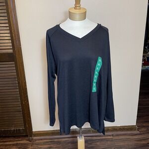 Banana Republic Ladies Long Sleeve V-Neck Top BLACK NWT Layer Warm Classic